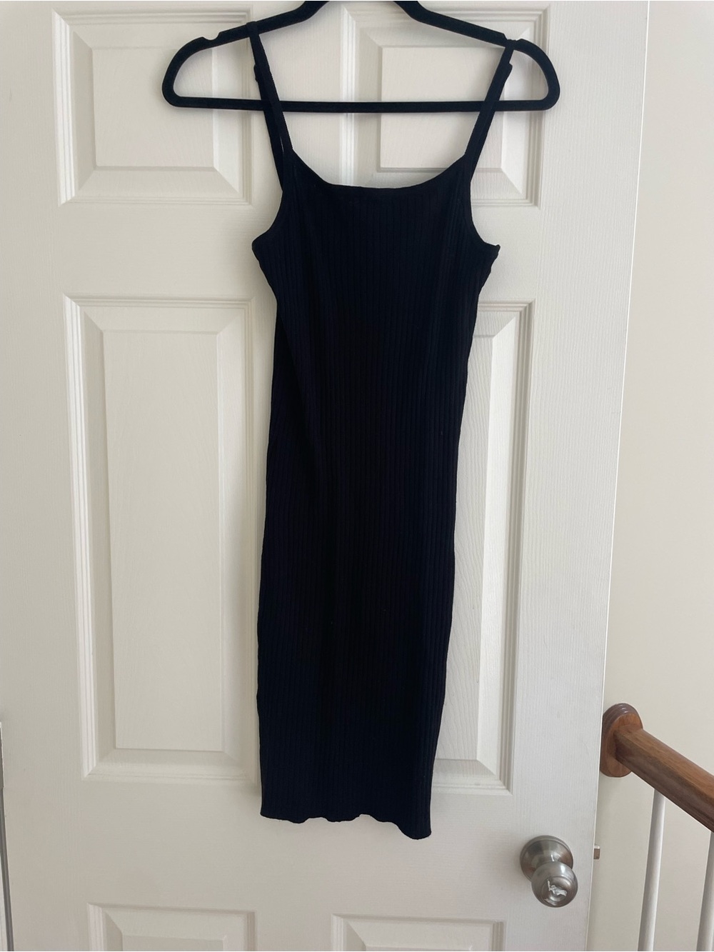 House of Harlow 1960 Black Ribbed Midi Slip Dress